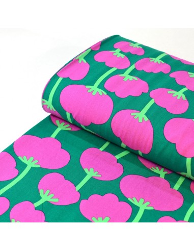 Tissu Viscose - Poppies - Green -...