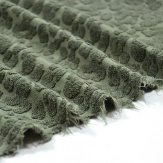 Tissu éponge Léopard - Kaki