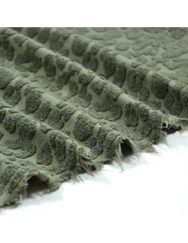 Tissu éponge Léopard - Kaki