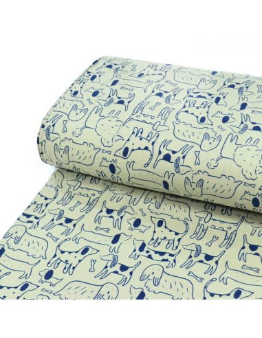 Tissu Jersey - Dogs - Kaki Clair